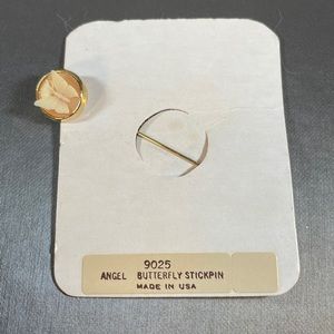NWT Trifari VTG Angel Butterfly Cameo Stick Pin